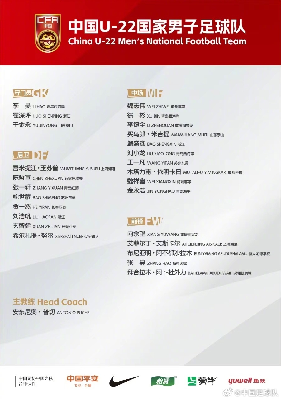 谈球吧体育官网入口长春亚泰小将贺一然、玄智健入选U22大名单